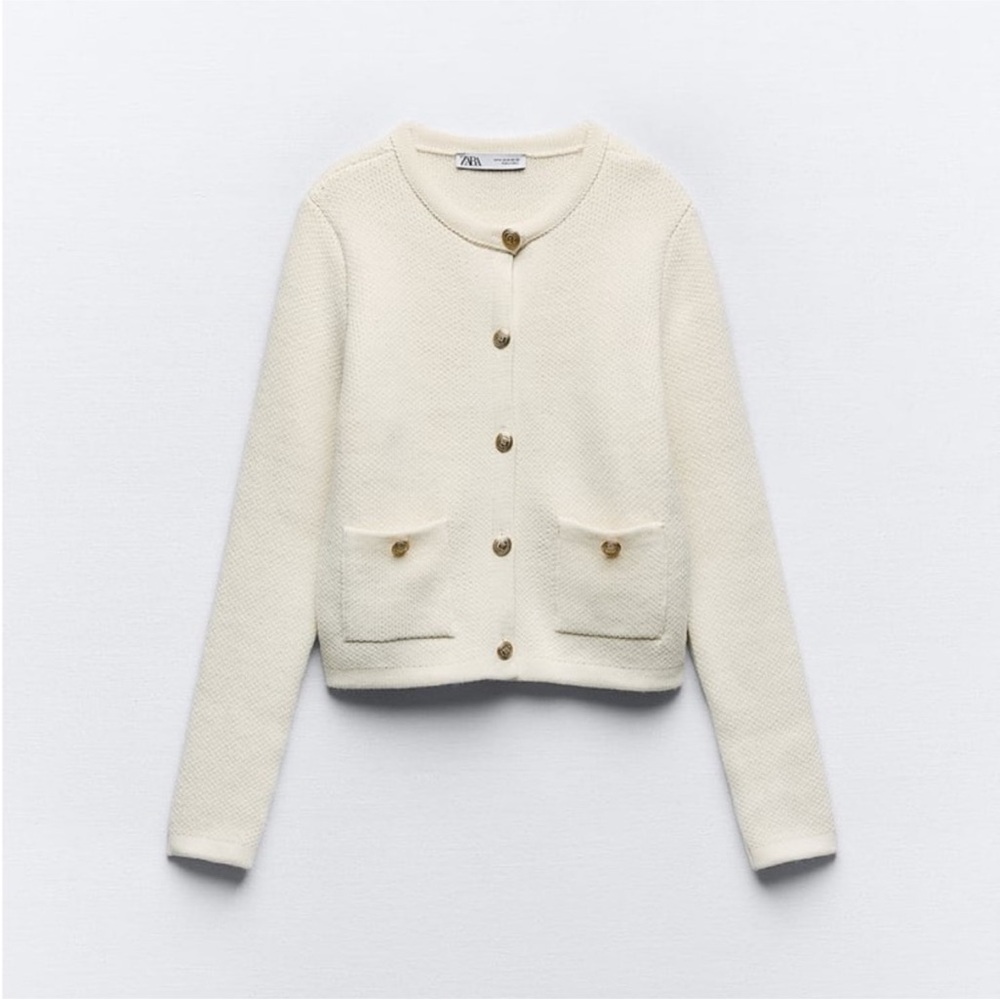Zara KNIT CARDIGAN WITH GOLDEN BUTTONS
